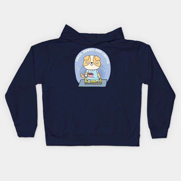 Dogs, books and coffee Kids Hoodie by secondskin